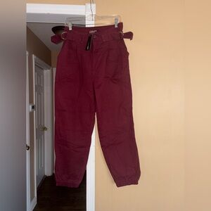 Women’s  Burgundy Utility Jogger Pants